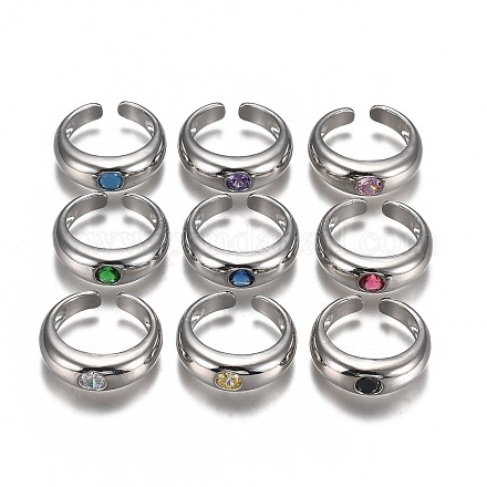 Micro cuivres ouvrent zircone cubique anneaux de manchette RJEW-I074-11P-1