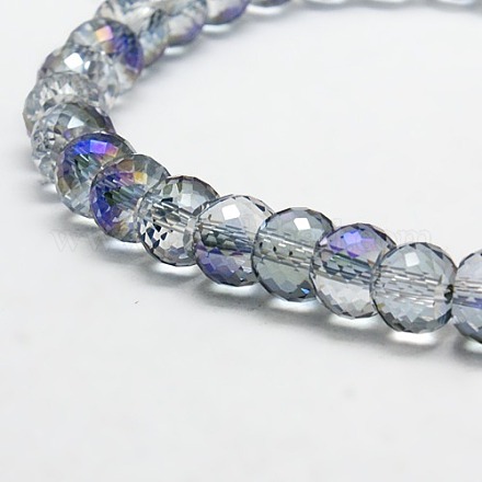 Half Blue Plated Crystal Glass Rondelle Beads Strands EGLA-F024-B01-1