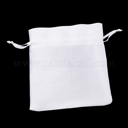 ポリエステルパッキングポーチバッグ  巾着袋  長方形  ホワイト  9x7cm ABAG-T005-01-1