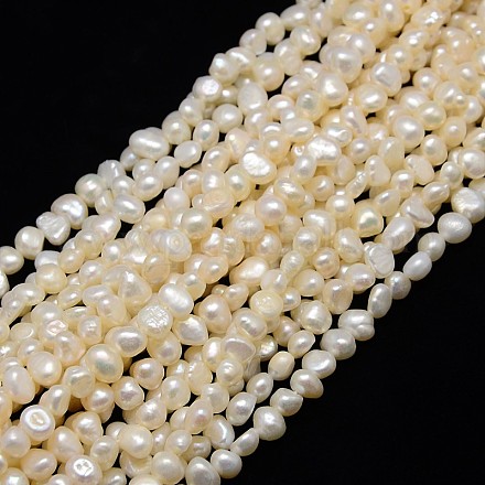 Hebras de perlas de agua dulce cultivadas naturales PEAR-L001-F-01-1