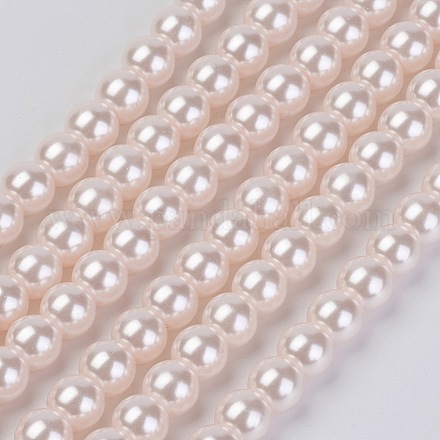 Eco-Friendly Dyed Glass Pearl Beads Strands HY-A008-6mm-RB091-1