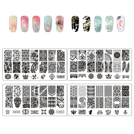 Spitze Blume Edelstahl Nail Art Stamping Platten MRMJ-R082-078-1