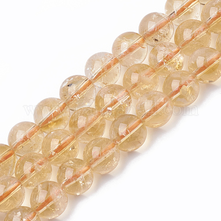 Brins de perles de citrine naturelle de grade A G-S281-53-8mm-1