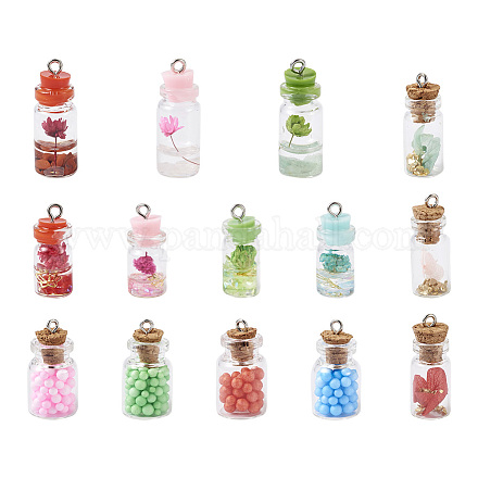 Fashewelry decorazioni ciondolo bottiglia dei desideri in vetro stile 28 pezzi 4 GLAA-FW0001-01-1