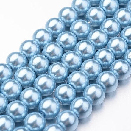 Fili di perle rotonde di perle di vetro tinto ecologico X-HY-A008-8mm-RB006-1