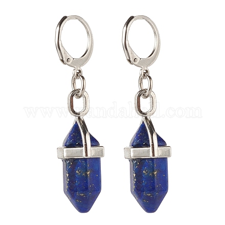 Boucles d'oreilles pendantes en lapis-lazuli naturel bullet pour fille femmes EJEW-JE04636-02-1