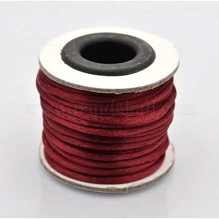 マクラメラテール中国結び作り用コードラウンドナイロン編み込みひも糸  暗赤色  2mm  約10.93ヤード（10m）/ロール X-NWIR-O001-A-06-1