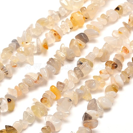 Brins blancs naturels de perles de puces agate G-M205-51-1