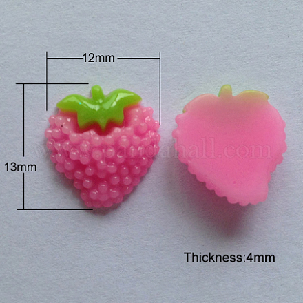 Resin Strawberry Flatback Cabochons CRES-B3051-A109-1