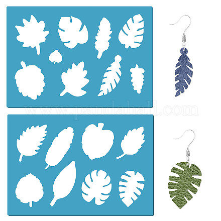 GORGECRAFT 2 Styles Tropical Leaf Stencil Leaves Earrings Making Template Reusable Maple Leaf Plant Wall Stencil Botanical Leaves Templates Set for Earrings Necklace Making Jewelry Crafts Bracelets DIY-WH0359-037-1