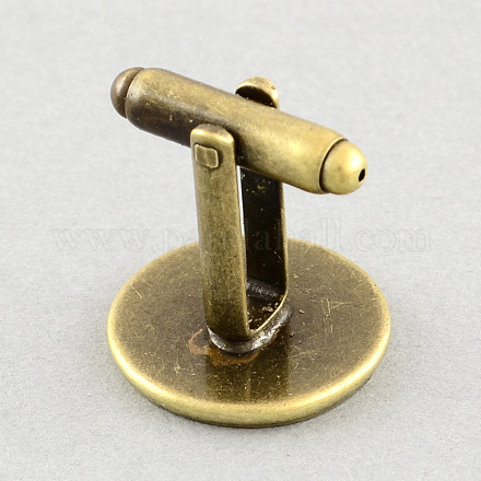 Brass Cufflink Settings KK-UK0012-01AB-18mm-1