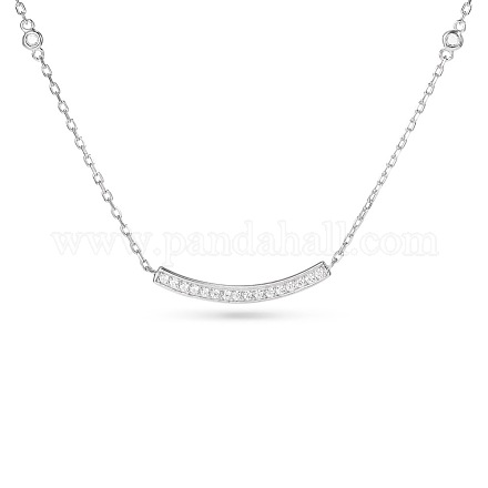 TINYSAND CZ Jewelry 925 Sterling Silver Cubic Zirconia Bar Pendant Necklaces TS-N010-S-18-1