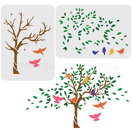 Wholesale FINGERINSPIRE 5pcs Reusable Tree Stencils 