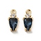 Brass Micro Pave Cubic Zirconia Pendants, with Glass, Teardrop Charms, Marine Blue, 13.5x6x3.5mm, Hole: 1.4mm
