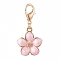 Golden Plated Zinc Alloy Pendants, with Enamel and Lobster Claw Clasps, Flower, Pink, 30mm, Flower: 17x14x3mm