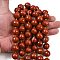 Natural Red Jasper Beads Strands, Faceted, Round, with Seed Beads, 15~16mm, Hole: 1.4~1.6mm, about 21pcs/strand, 15.35~15.94 inch(39~40.5cm)