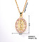 Retro Colorful Fashion Necklace with Shiny Rhinestones and Virgin Mary Pendant, 15.75 inch(400mm)