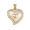 Brass Micro Pave Cubic Zirconia Pendants, Heart, with Shell, Cadmium Free & Lead Free, Golden, 20.5x19x3mm, Hole: 3.5x4mm