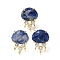 Brass Micro Pave Cubic Zirconia Stud Earring Findings with Natural Sodalite, Jellyfish, Facted, Rack Plating, 19.5x13mm, Hole: 1.8mm, Pin: 0.8x12.5mm