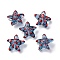 Handmade Lampwork Beads Strands, Star with Polka Dot Pattern, Prussian Blue, 13~14.5x15~15.5x6.5~7mm, Hole: 1.2mm, about 29~30pcs/strand, 35.6~37.5cm