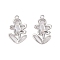 Brass Glass Pendants, Flower Charm, Platinum, Clear, 19x12x2.5mm, Hole: 1.2mm