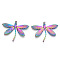 Ion Plating(IP) 304 Stainless Steel Pendants, Dragonfly Charms, Rainbow Color, 28x35x1.5mm, Hole: 1.5mm