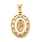 Golden 304 Stainless Steel Pendants, with Shell, Hollow Oval with Heart, Letter P, 23x16.5x2mm, Hole: 5.5x3mm