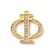 Rack Plating Brass Micro Pave Cubic Zirconia Pendant, Greek Alphabet, Real 18K Gold Plated, Letter F, 15x16x1.5~1.6mm, Hole: 1.1mm