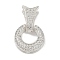 Brass Micro Pave Clear Cubic Zirconia Fishtail Fold Over Clasps, Silver, 23x15.5x7.5mm