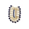 Bohemia Style Glass Seed Beaded Oval Pendants, with 304 Stainless Steel Open Jump Rings & Synthetic Blue Spinel Bead & Brass Linking Ring, Colorful, 34.5x24.5x3.5mm, Hole: 3mm