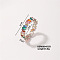 Fashionable Brass Rectangle Finger Rings for Unisex, for Versatile and Elegant Look, Platinum, Colorful, Platinum, Inner Diameter: 18mm