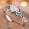 Alloy Finger Rings, with Brass Micro Pave Cubic Zirconia and Opal Finding, Heart, US Size 9(18.9mm)