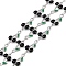 304 Stainless Steel Enamel Cherry Link Chains, with Spool, Soldered, Stainless Steel Color, Black, 13x7.5x2.5mm