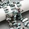 Natural Larimar Beads Strands, Nuggets, Top Drilled, Tumbled Stone, with Seed Beads , 9.5~20x4~9x4.5~6mm, Hole: 1mm, about 49~60pcs/strand, 14.96''~16.14''(38~41cm)