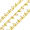 Handmade Faceted Natural White Jade Beaded Chains, Soldered, with Spool, Long-Lasting Plated, Real 18K Gold Plated, Lead Free & Cadmium Free, Oval Links: 8x4x1.5mm, Beads: 3~3.5mm