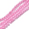 Cubic Zirconia Beads Strands, Faceted, Round, Pearl Pink, 3mm, Hole: 0.5mm, about 132pcs/strand, 14.57~14.76 inch(37~37.5cm)
