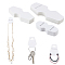 600Pcs 3 Styles Folding Cardboard Display Cards, Used For Necklace, Bracelet and Mobile Pendants, White, 70~124x31~46x0.3mm, 200pcs/style