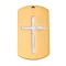 304 Stainless Steel Enamel Pendants, Laser Cut, Rectangle with Cross Charm, Golden, White, 44x24x2mm, Hole: 2mm