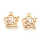 Brass Micro Pave Cubic Zirconia Pendants, Long-Lasting Plated, Nickel Free, Real 18K Gold Plated, Flower, 16.5x14.5x3mm, Hole: 1.4mm