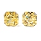 Cubic Zirconia Cabochons, Square, Faceted, Gold, 8x8x5.5mm