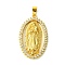 Brass Micro Pave Clear Cubic Zirconia Pendants, Real 18K Gold Plated, Oval, 41x25.5x4.5mm, Hole: 4x3mm