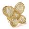 Acrylic Finger Rings, Retro Style, with Glitter Powder, Butterfly, Pale Goldenrod, 6.5~36mm, Inner Diameter: 18mm, Butterfly: 36X41X6mm