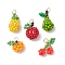 5Pcs Glass Seed Beaded Pendants, with 304 Stainless Steel Jump Rings, Mixed Shapes, 13~20x9.5~10x7~10mm, Hole: 2.8mm