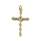 Real 18K Gold Plated Brass Micro Pave Cubic Zirconia Pendants, Cross Charms, with Jump Ring, Clear, 27x16x2.5mm, Hole: 3mm
