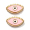 Ion Plating(IP) 304 Stainless Steel Beads, with Enamel, Real 18K Gold Plated, Eye, Pink, 8.5x15x4mm, Hole: 1.4mm
