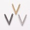 Brass Cubic Zirconia Pendants, V Shape, Mixed Color, 16x13x2mm, Hole: 1mm