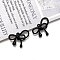 Spray Painted Alloy Pendants, Bowknot, Black, 19x21mm