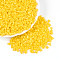 Baking Paint Glass Seed Beads, Faceted Heart, Gold, 3.5x4.5x4.5mm, Hole: 1mm, about 7620pcs/pound