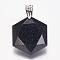 Synthetic Blue Goldstone Pendants, Faceted, Hexagram, Platinum, 41x28x9mm, Hole: 5x9mm