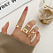 5Pcs Alloy with Plastic Pearl Finger Rings, Butterfly, Golden, Inner Diameter: 16~19mm